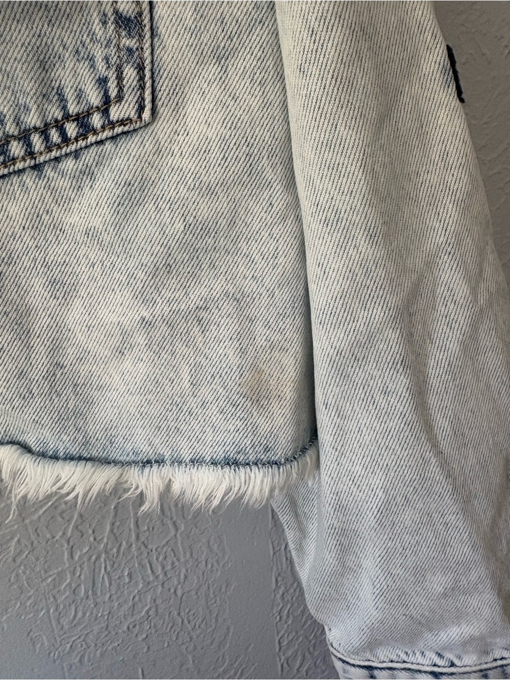 Hype & Vice West Virginia WVU Cropped Denim Jean Jacket XL NWT Damaged New Game - Picture 8 of 8